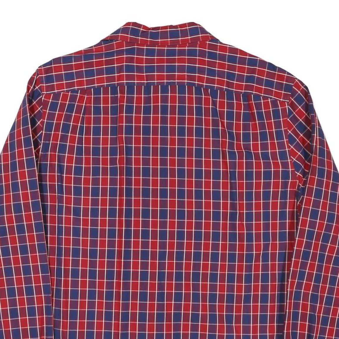 NAUTICA Mens Red & Blue Checked Cotton Blend Shirt L Classic Fit Long Sleeve