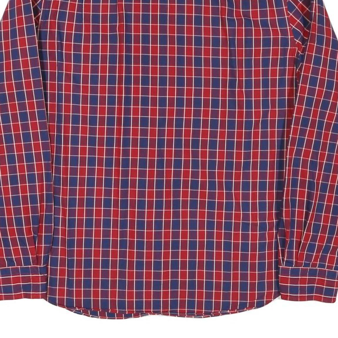 NAUTICA Mens Red & Blue Checked Cotton Blend Shirt L Classic Fit Long Sleeve