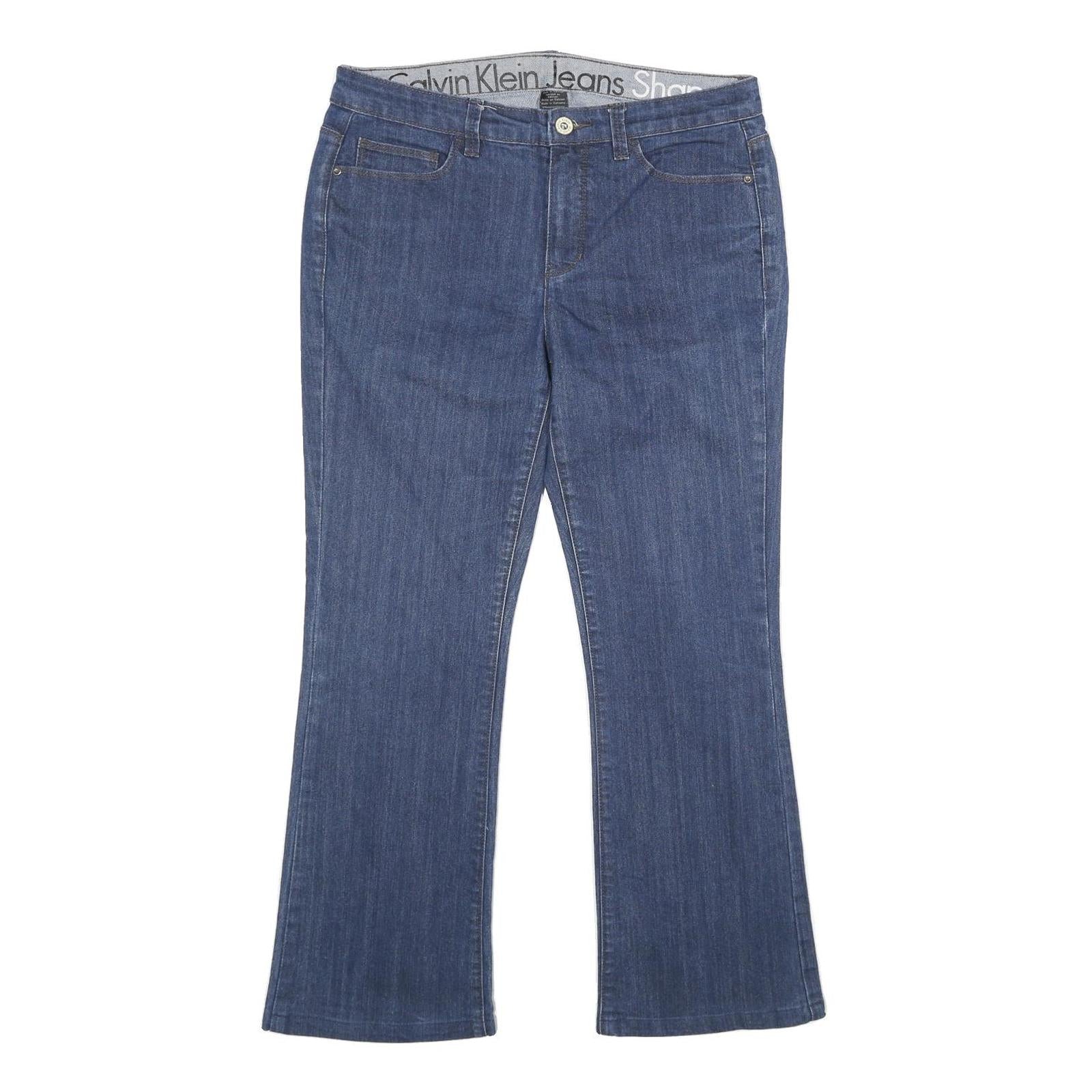 CALVIN KLEIN JEANS Womens Blue Relaxed Bootcut Denim W32 L29 Logo Detail