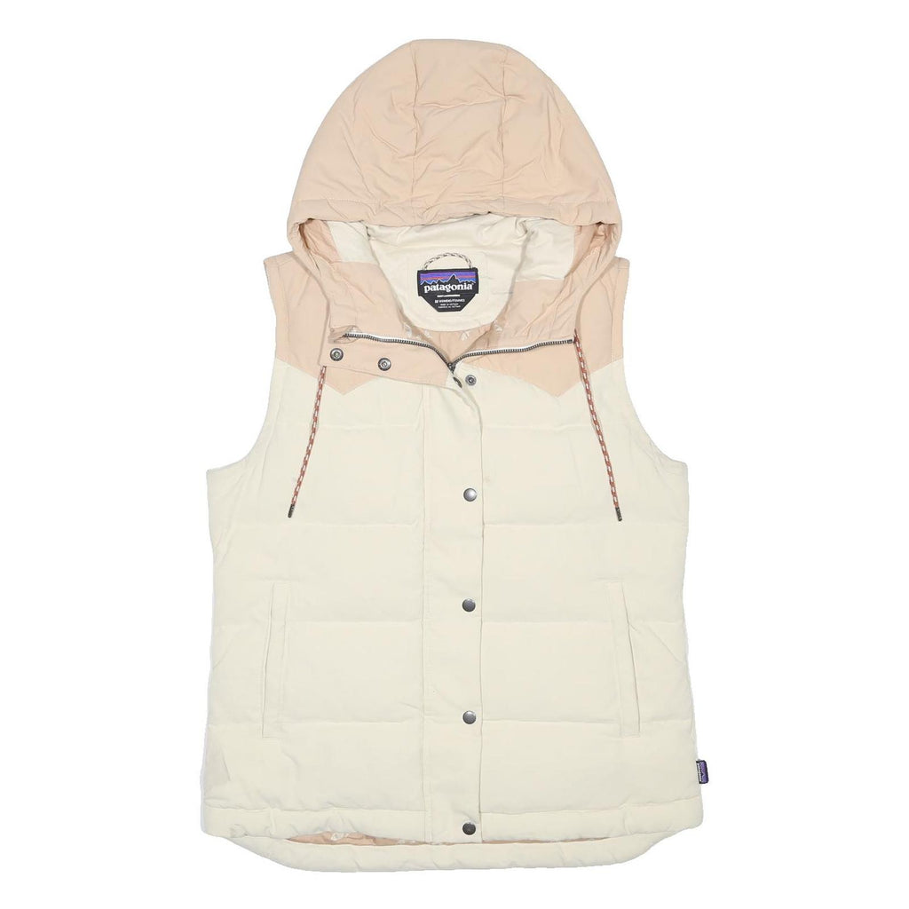 PATAGONIA Womens Cream & Beige Hooded Nylon Puffer Jacket M Outdoor Warm Zip