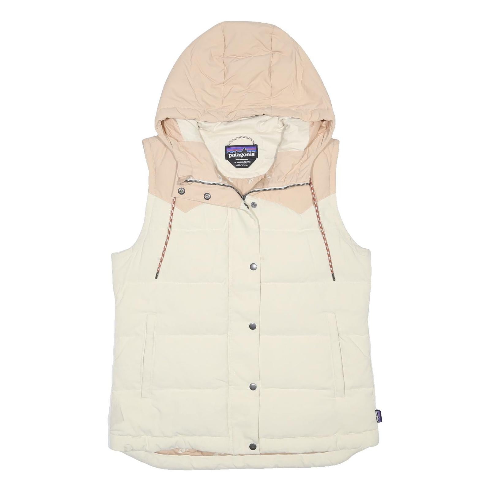 PATAGONIA Womens Cream & Beige Hooded Nylon Puffer Jacket M Outdoor Warm Zip