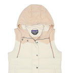 PATAGONIA Womens Cream & Beige Hooded Nylon Puffer Jacket M Outdoor Warm Zip