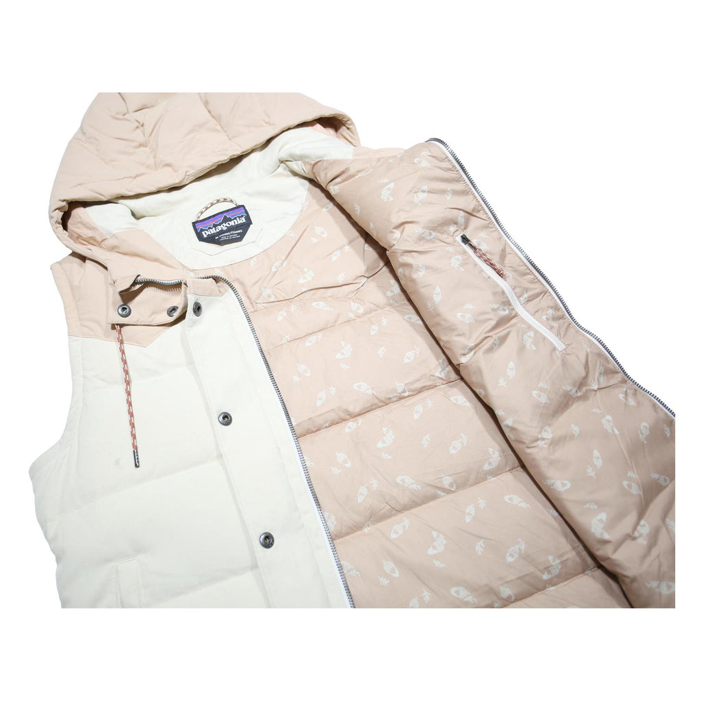 PATAGONIA Womens Cream & Beige Hooded Nylon Puffer Jacket M Outdoor Warm Zip