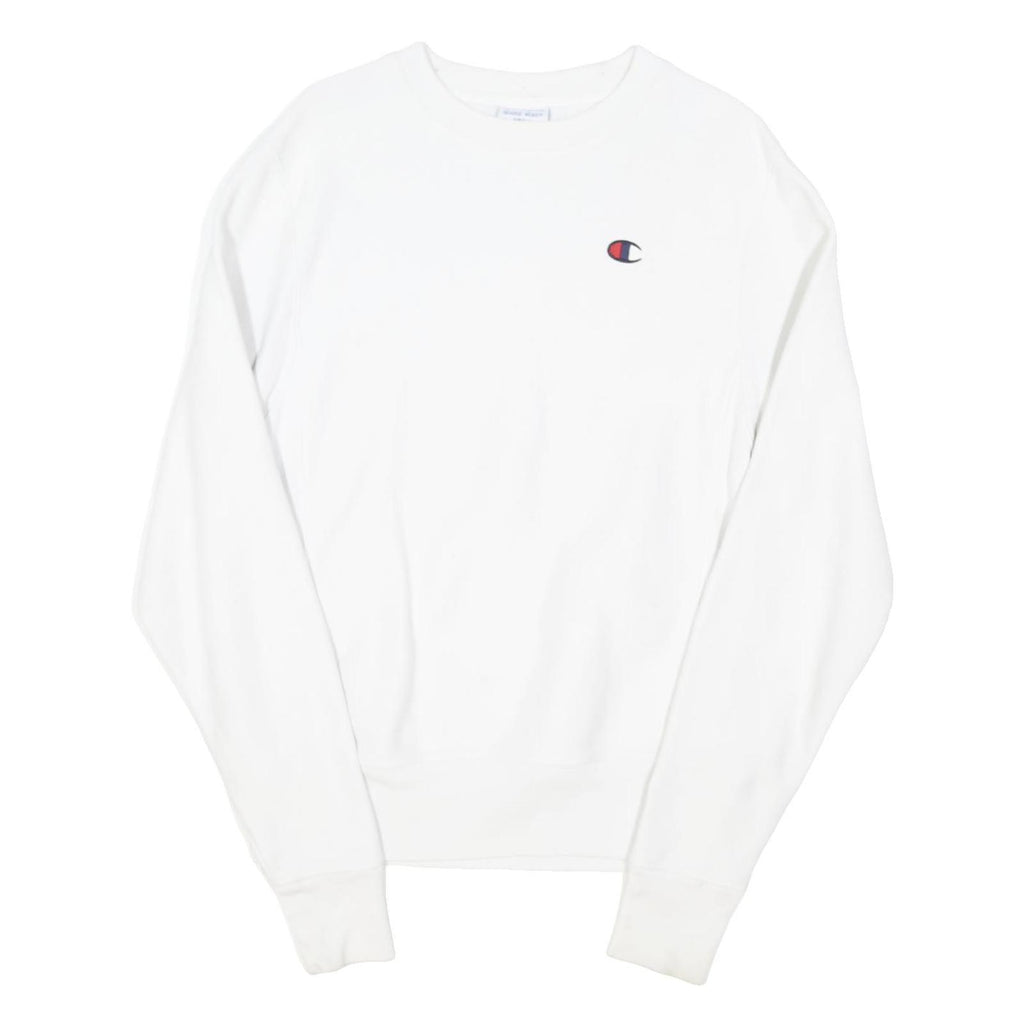 CHAMPION REVERSE WEAVE Mens White S Crew Neck Cotton Blend Sweatshirt Pullover