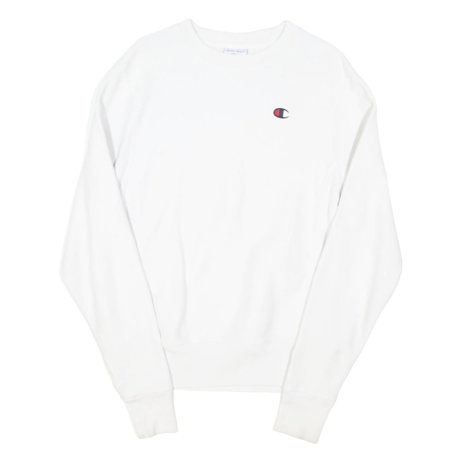 CHAMPION REVERSE WEAVE Mens White S Crew Neck Cotton Blend Sweatshirt Pullover