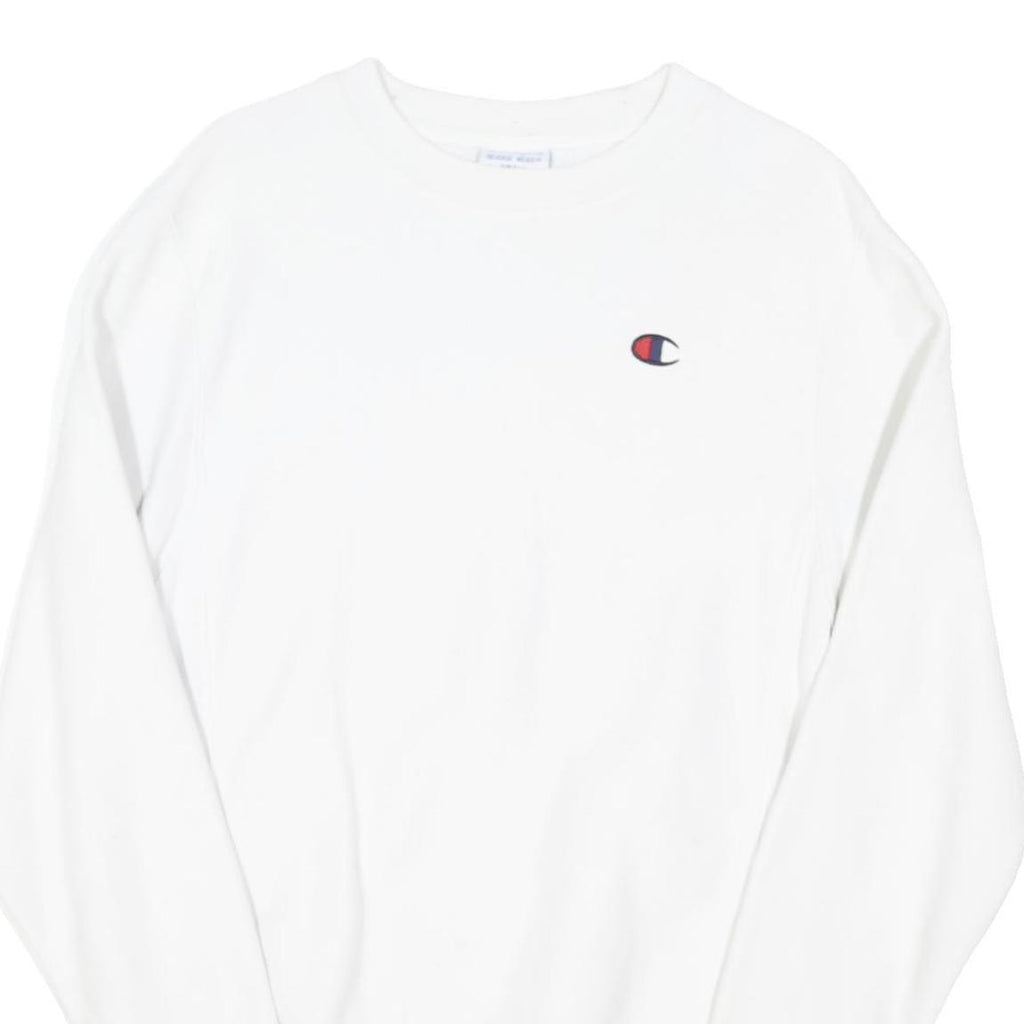 CHAMPION REVERSE WEAVE Mens White S Crew Neck Cotton Blend Sweatshirt Pullover