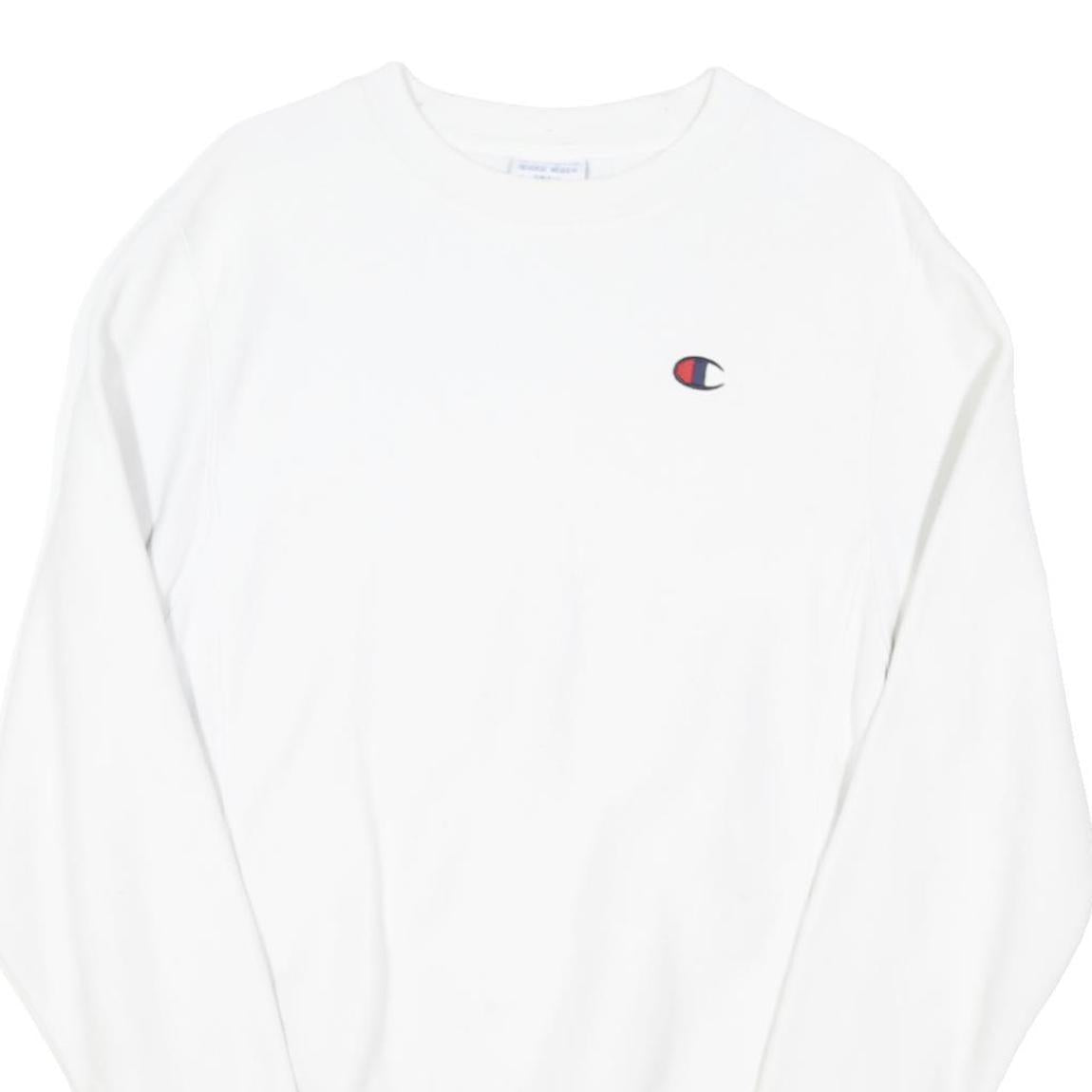 CHAMPION REVERSE WEAVE Mens White S Crew Neck Cotton Blend Sweatshirt Pullover