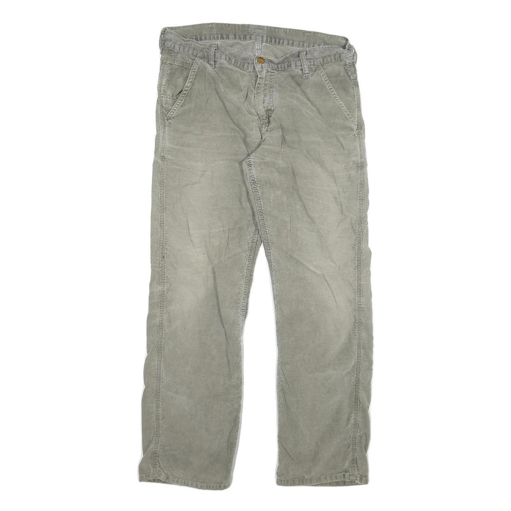 CARHARTT Mens Cotton Blend Regular Fit Beige Trousers W32 L29 Zip Closure