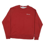 CHAMPION Mens Red Crew Neck L Sweatshirt Cotton Blend Logo Embroidered