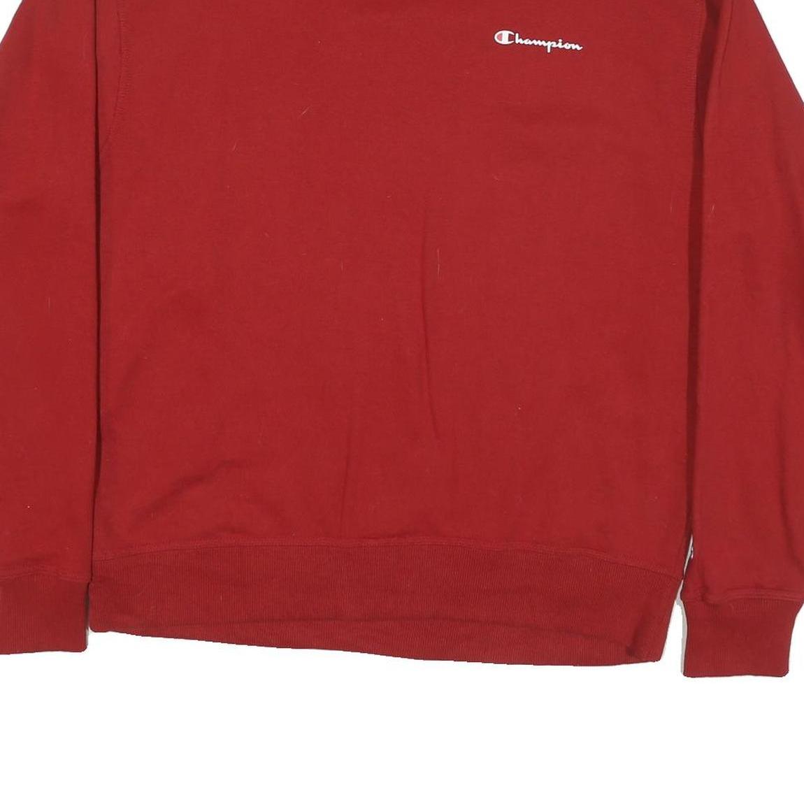 CHAMPION Mens Red Crew Neck L Sweatshirt Cotton Blend Logo Embroidered