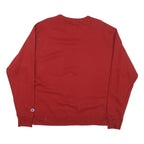 CHAMPION Mens Red Crew Neck L Sweatshirt Cotton Blend Logo Embroidered
