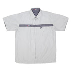 DIESEL Mens White & Grey Short Sleeve Shirt L Polyester Blend Casual Summer