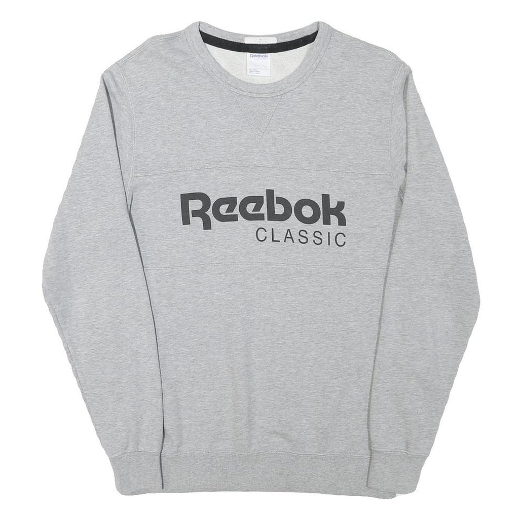 REEBOK Mens Grey Classic Crew Neck S Cotton Blend Sweatshirt Lightweight