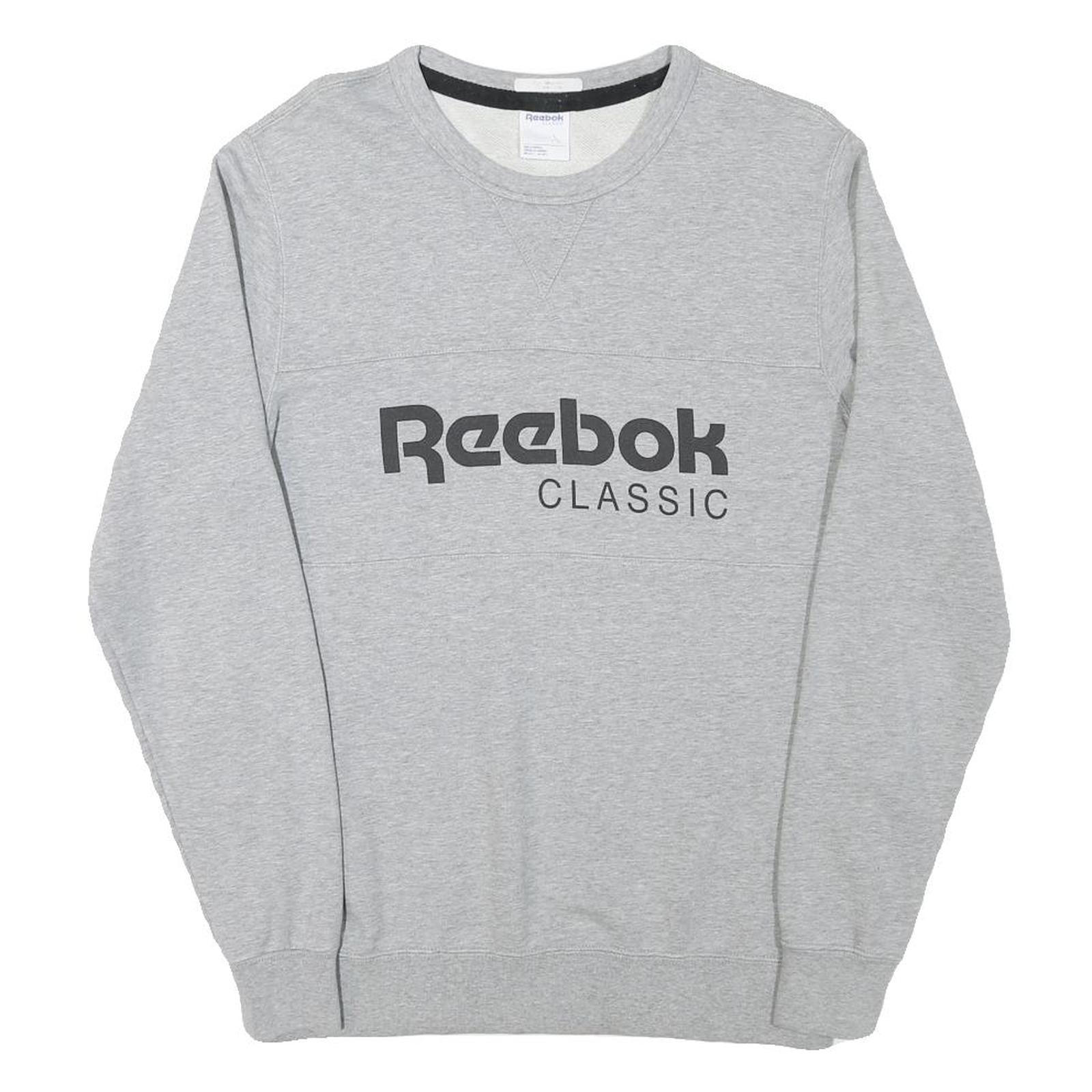 REEBOK Mens Grey Classic Crew Neck S Cotton Blend Sweatshirt Lightweight