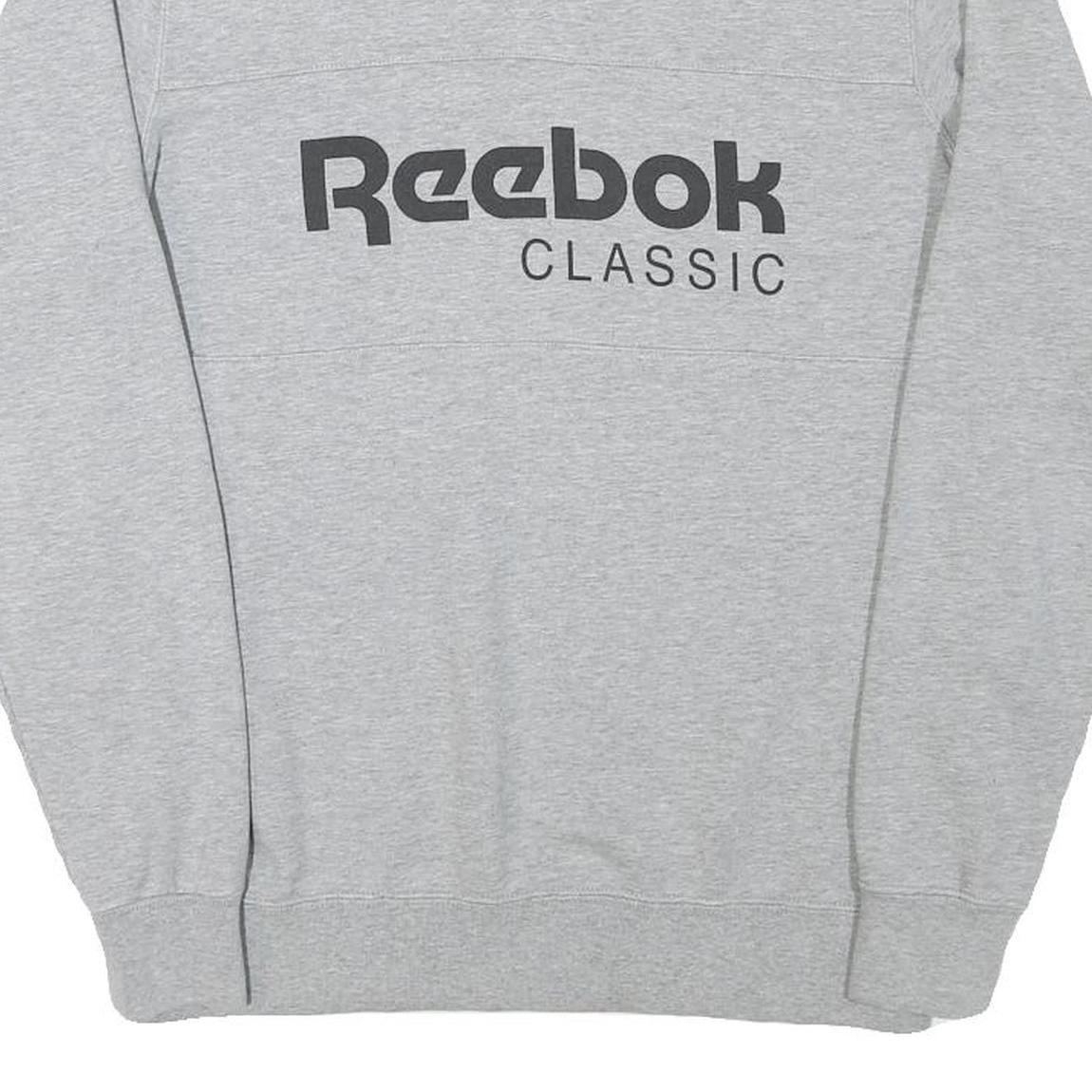 REEBOK Mens Grey Classic Crew Neck S Cotton Blend Sweatshirt Lightweight