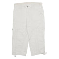 STYLE & CO Womens White Casual Cotton Blend Cargo Shorts UK 12 W30 Button