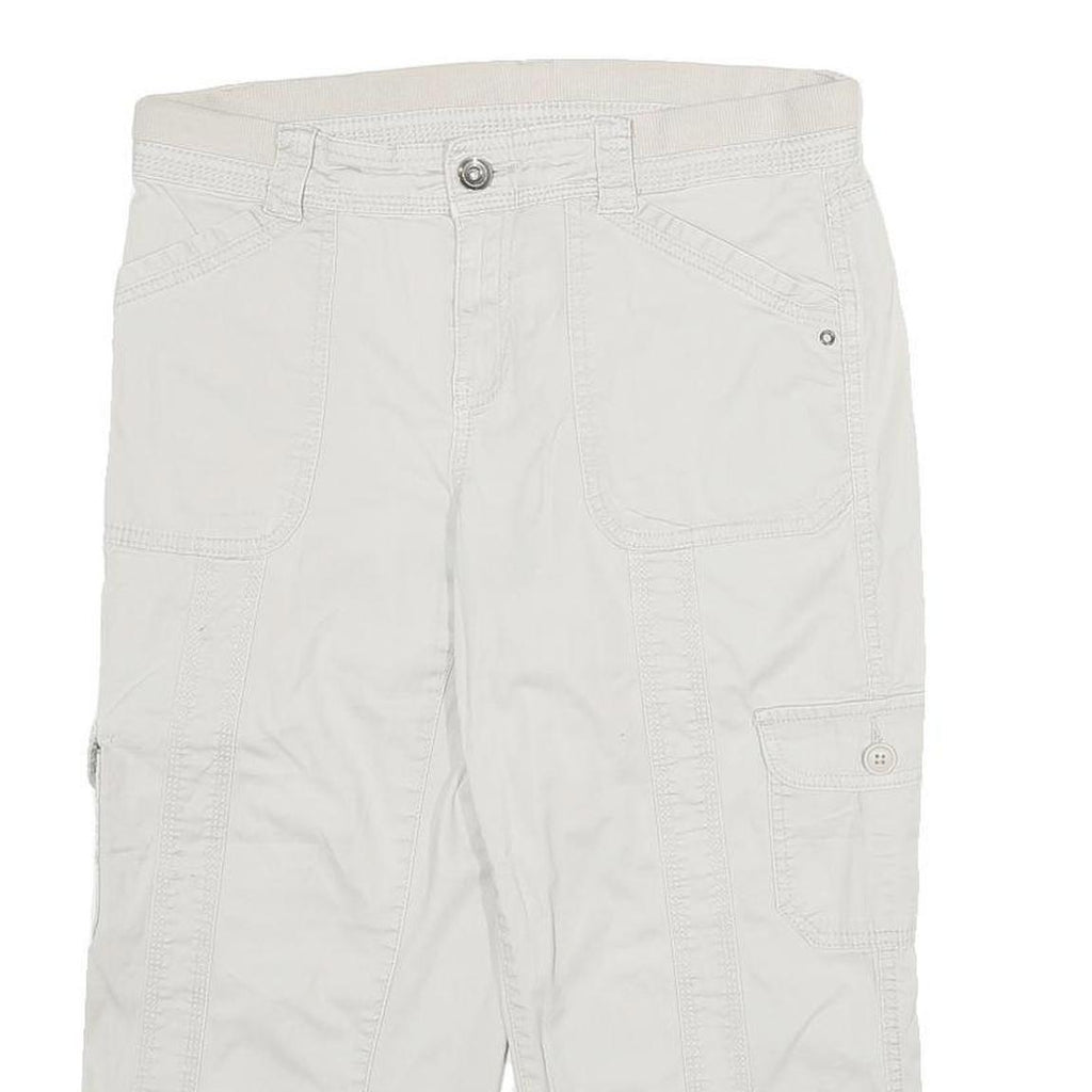 STYLE & CO Womens White Casual Cotton Blend Cargo Shorts UK 12 W30 Button