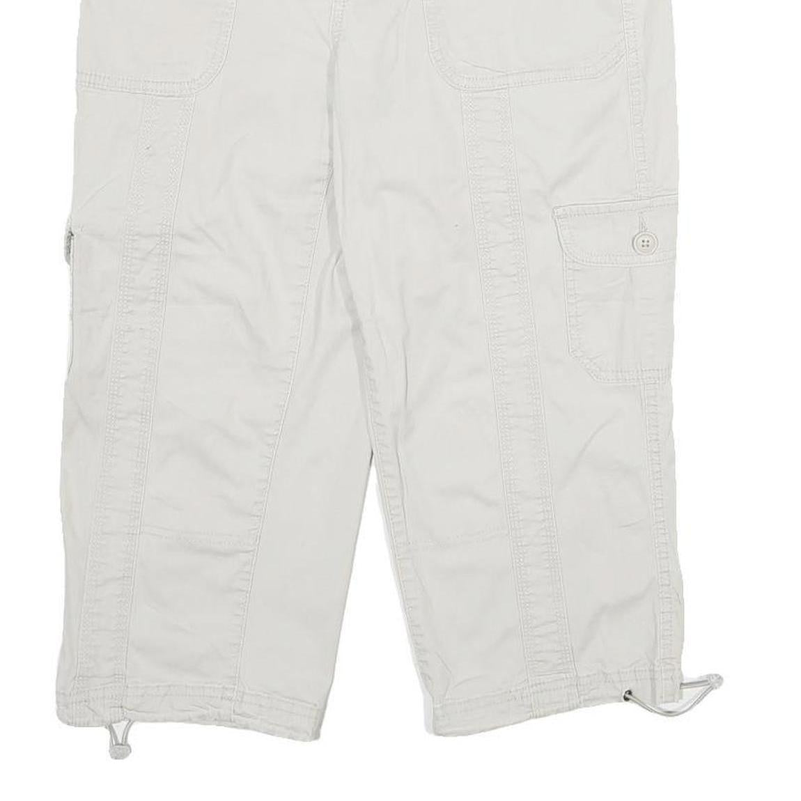 STYLE & CO Womens White Casual Cotton Blend Cargo Shorts UK 12 W30 Button