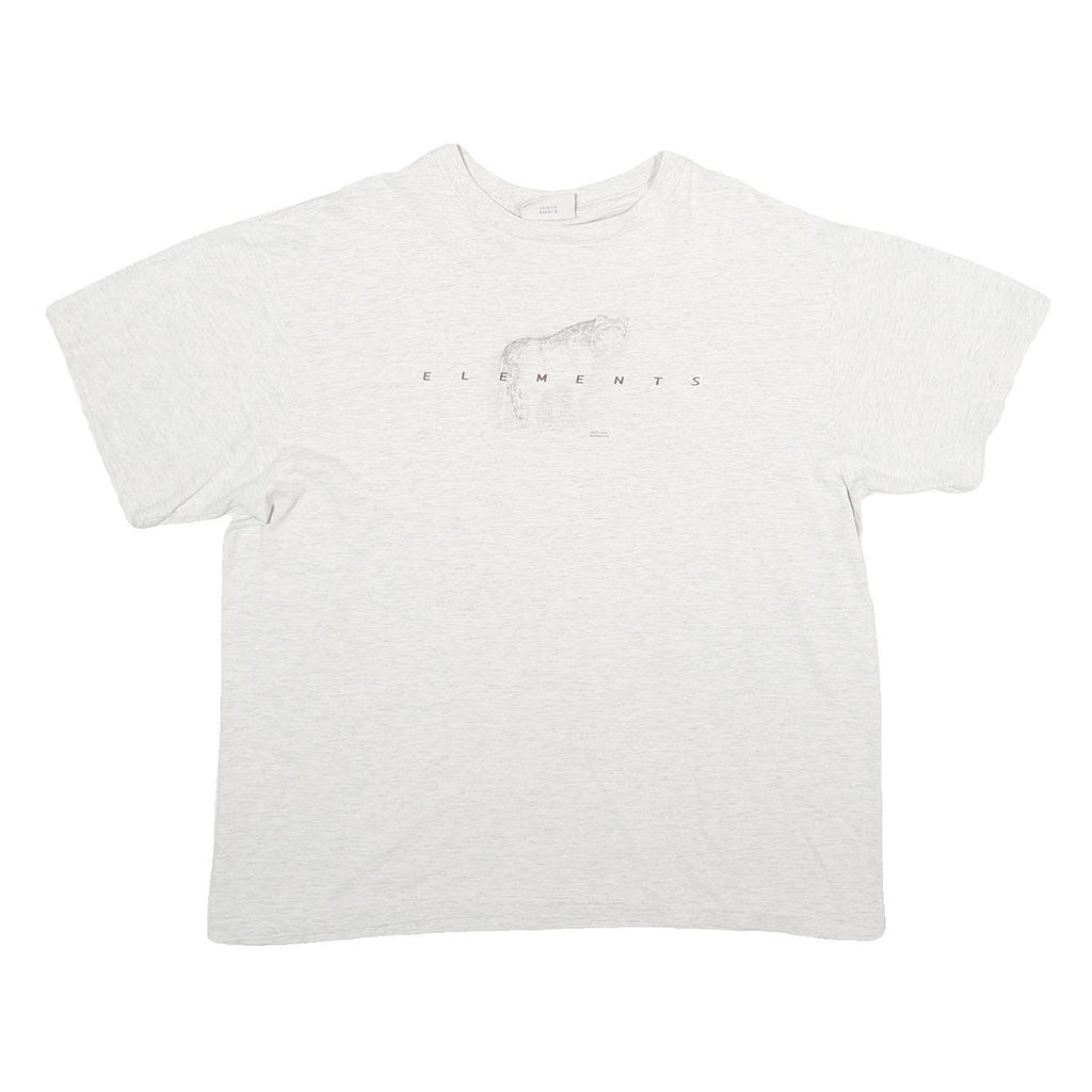 NORTHERN ELEMENTS Mens White Graphic T-Shirt XL Short Sleeve Crew Neck Casual