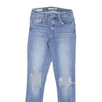 LEVI'S 721 Womens Slim Blue Denim Light W28 W25 Zip Slim Fit Ripped Knee Jeans