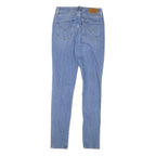 LEVI'S 721 Womens Slim Blue Denim Light W28 W25 Zip Slim Fit Ripped Knee Jeans