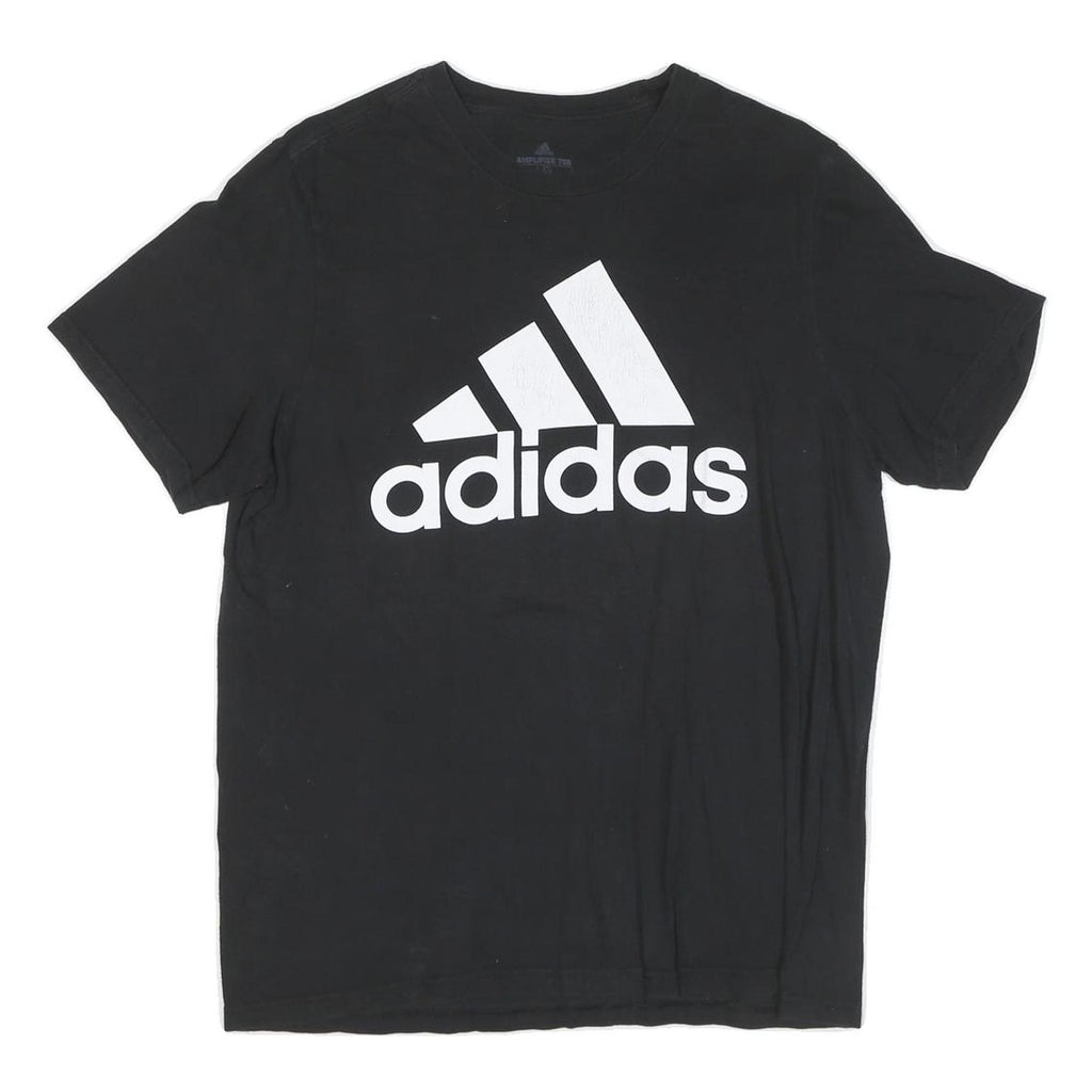 ADIDAS Mens Black Graphic T-Shirt L Short Sleeve Crew Neck Cotton Blend Logo