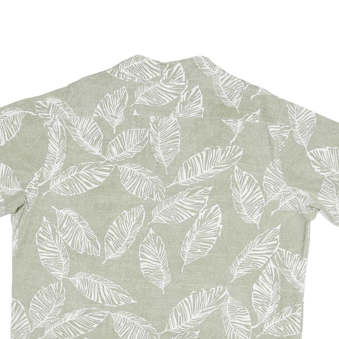 COOFANDY Mens Green & White Leaf Print Shirt XL Casual Summer Short Sleeve