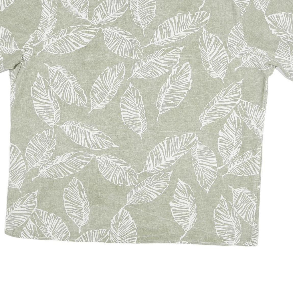 COOFANDY Mens Green & White Leaf Print Shirt XL Casual Summer Short Sleeve
