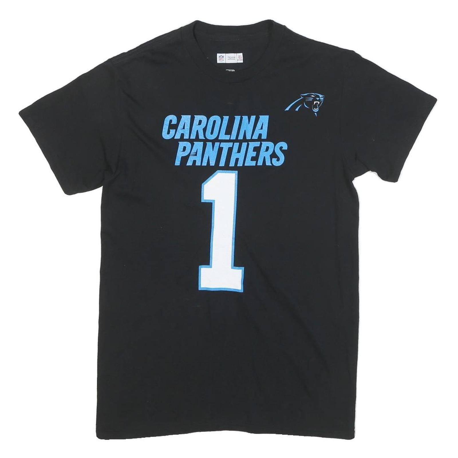 NFL Mens Black Carolina Panthers Graphic T-Shirt S Short Sleeve Crew Neck