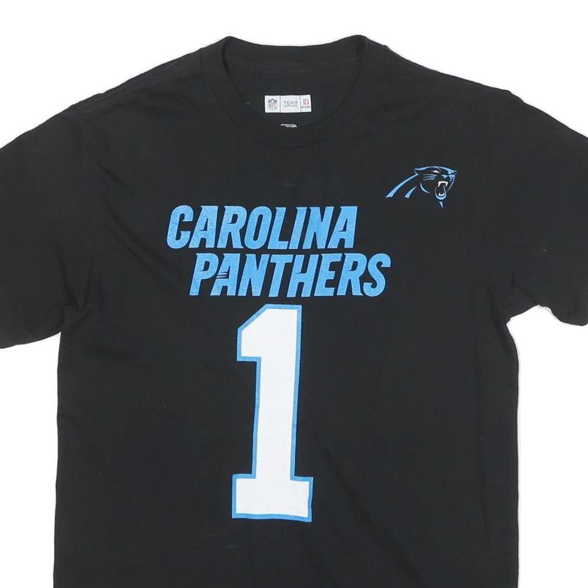 NFL Mens Black Carolina Panthers Graphic T-Shirt S Short Sleeve Crew Neck