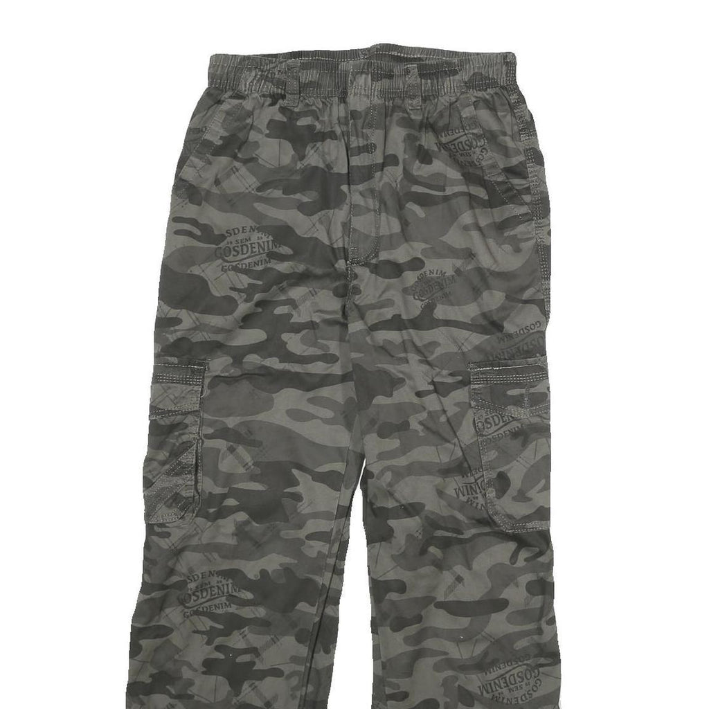 GOSDENIM Mens Camouflage Regular Fit Straight Cargo Trousers W26 L28 Drawstring