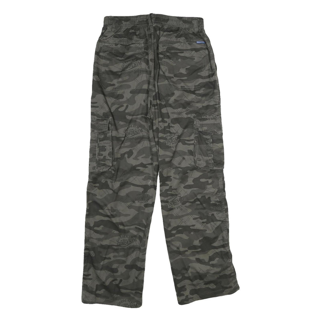GOSDENIM Mens Camouflage Regular Fit Straight Cargo Trousers W26 L28 Drawstring