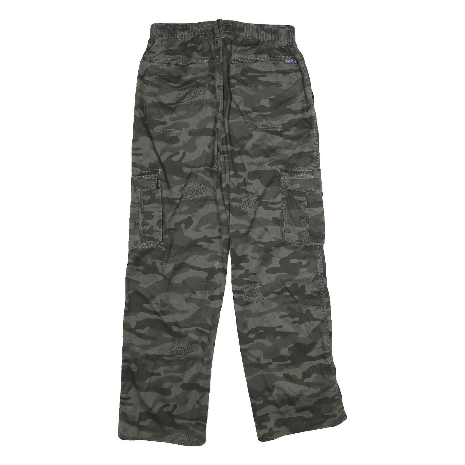 GOSDENIM Mens Camouflage Regular Fit Straight Cargo Trousers W26 L28 Drawstring