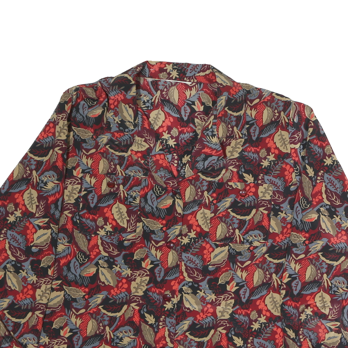 Womens Red Pattern Shirt M Floral Button-Up Lightweight Stylish