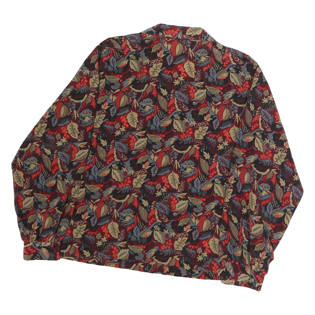 Womens Red Pattern Shirt M Floral Button-Up Lightweight Stylish