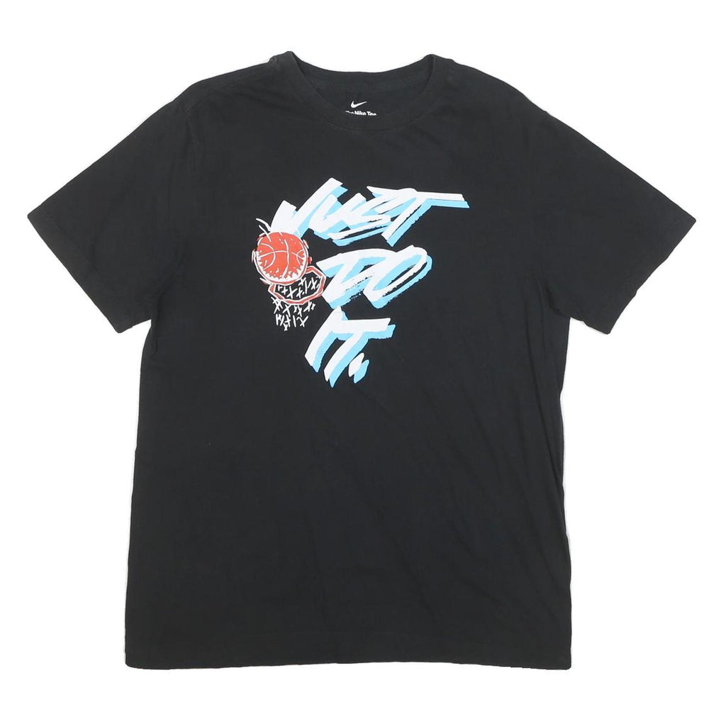 NIKE Mens Black Graphic T-Shirt M Short Sleeve Crew Neck Basketball Print