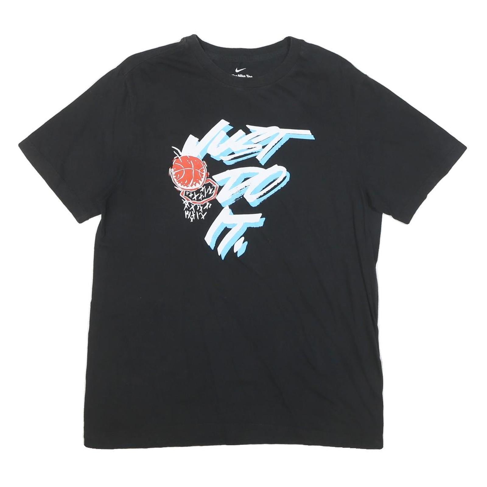 NIKE Mens Black Graphic T-Shirt M Short Sleeve Crew Neck Basketball Print
