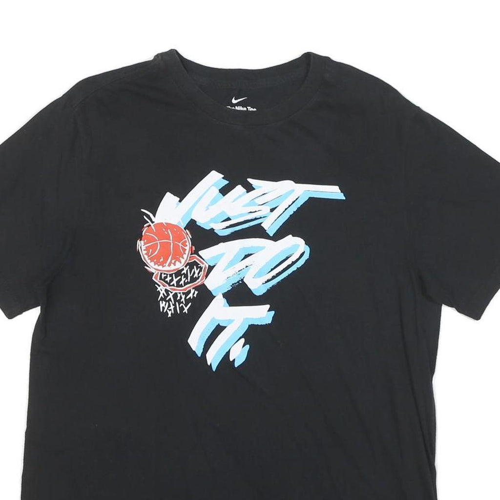 NIKE Mens Black Graphic T-Shirt M Short Sleeve Crew Neck Basketball Print