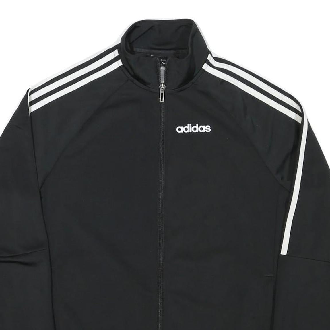 ADIDAS Mens Black Classic Zip Jacket XS Polyester Blend Plain Track Top