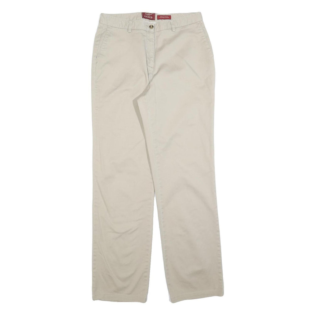 EDDIE BAUER Womens Cotton Blend Beige Regular Fit Straight Leg Trousers W30 L32