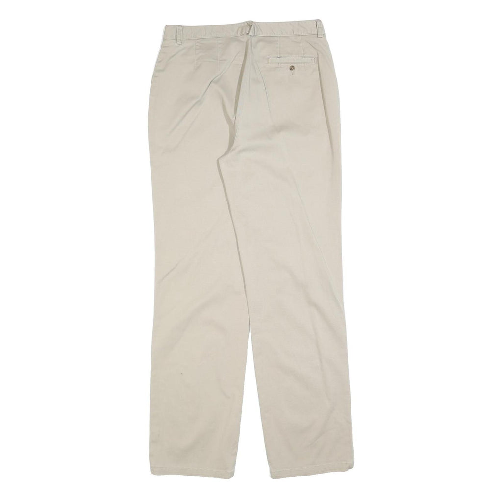 EDDIE BAUER Womens Cotton Blend Beige Regular Fit Straight Leg Trousers W30 L32