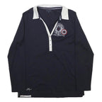 TOMMY HILFIGER Womens Blue White Badge Long Sleeve Plain XL Polo Shirt