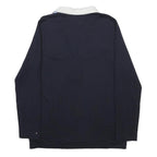 TOMMY HILFIGER Womens Blue White Badge Long Sleeve Plain XL Polo Shirt
