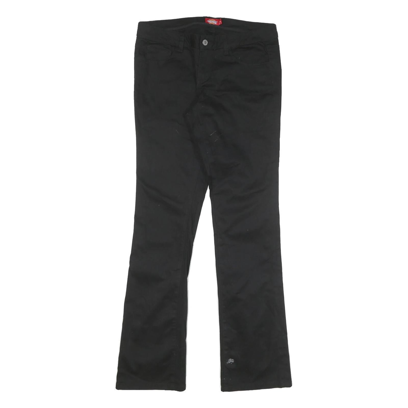 DICKIES Womens Cotton Blend Black Regular Flared Trousers W30 L31 Workwear
