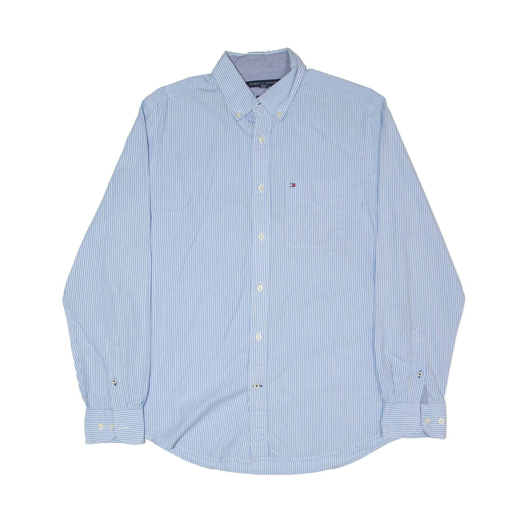 TOMMY HILFIGER Mens Shirt Blue Striped Long Sleeve S