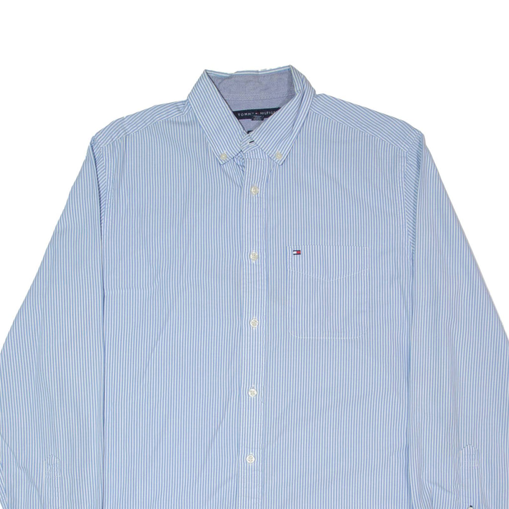 TOMMY HILFIGER Mens Shirt Blue Striped Long Sleeve S