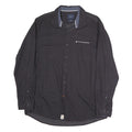 PIERRE CARDIN Mens Black Patterned Shirt XL Cotton Long Sleeve Button Down