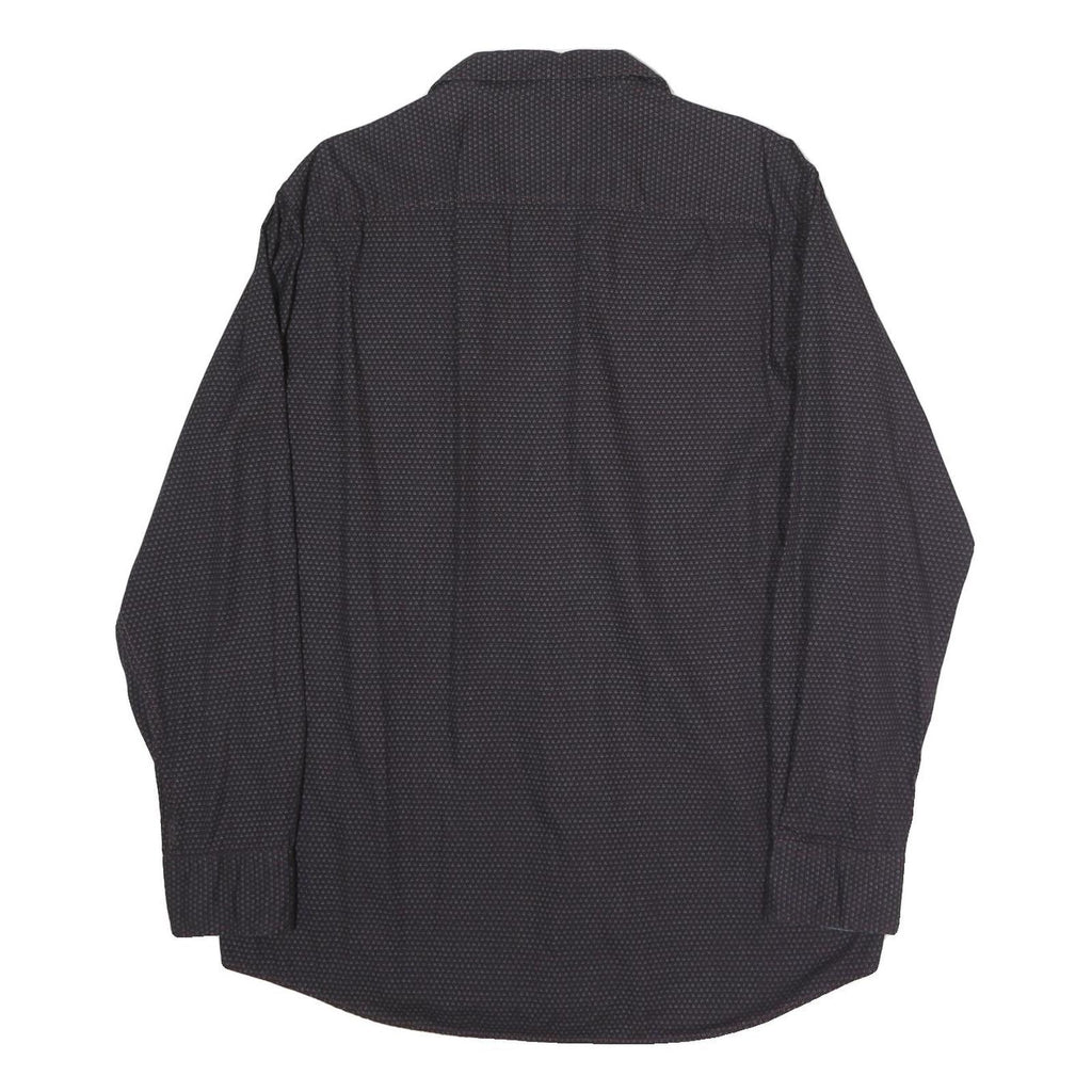 PIERRE CARDIN Mens Black Patterned Shirt XL Cotton Long Sleeve Button Down