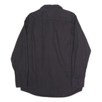 PIERRE CARDIN Mens Black Patterned Shirt XL Cotton Long Sleeve Button Down