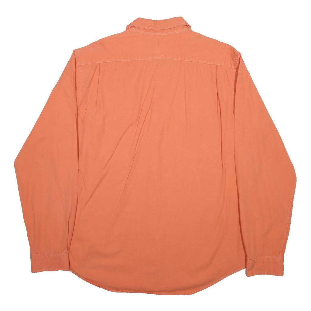 POLO RALPH LAUREN Mens Orange Plain Cotton Shirt XL Long Sleeve Button Spread